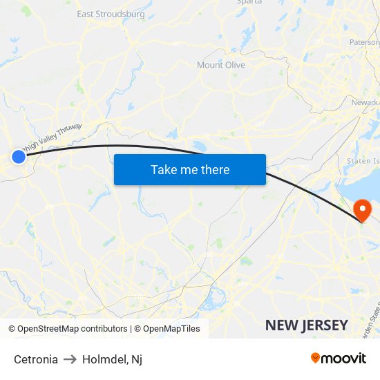 Cetronia to Holmdel, Nj map