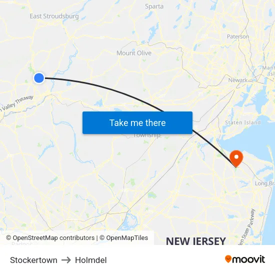Stockertown to Holmdel map