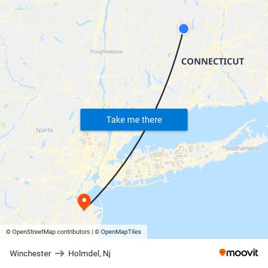 Winchester to Holmdel, Nj map