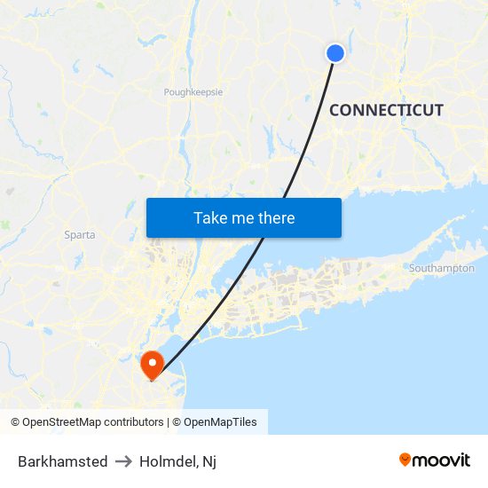 Barkhamsted to Holmdel, Nj map