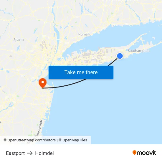 Eastport to Holmdel map