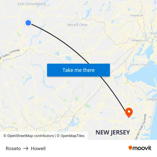 Roseto to Howell map