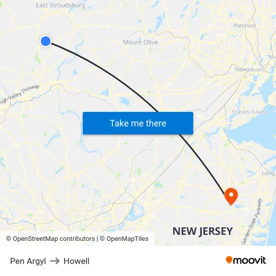 Pen Argyl to Howell map