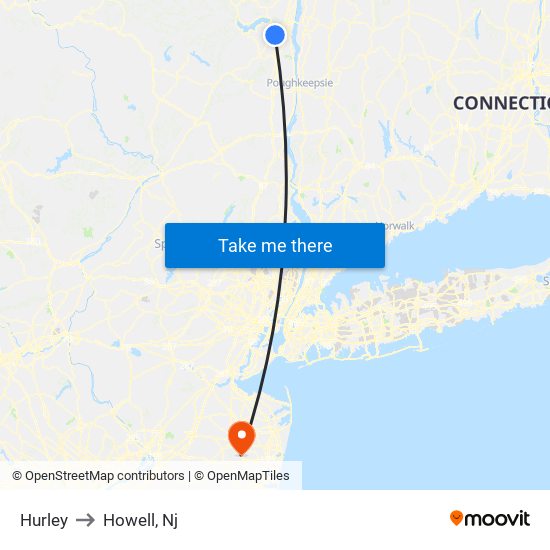 Hurley to Howell, Nj map