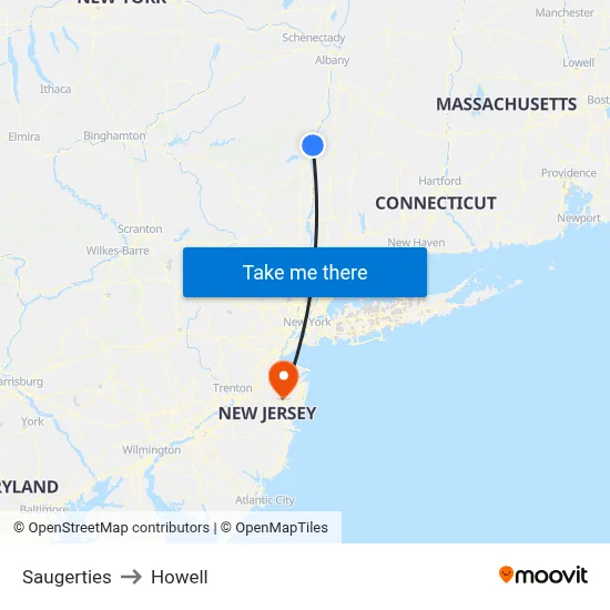 Saugerties to Howell map