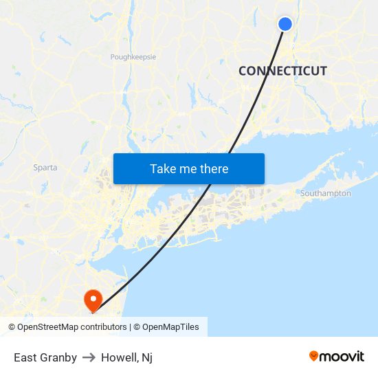 East Granby to Howell, Nj map