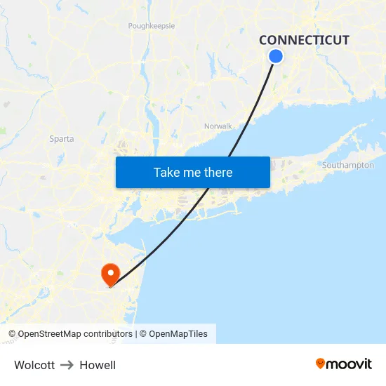 Wolcott to Howell map