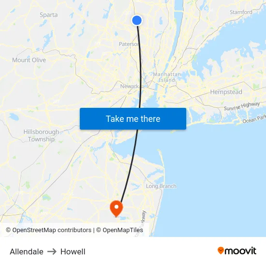 Allendale to Howell map