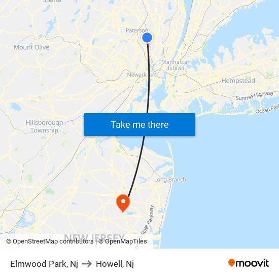 Elmwood Park, Nj to Howell, Nj, New York - New Jersey with public ...
