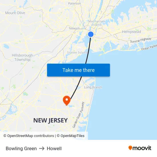 Bowling Green to Howell map