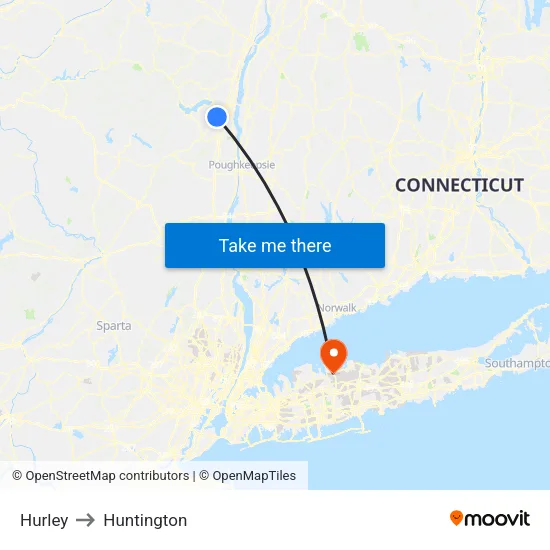 Hurley to Huntington map
