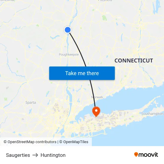 Saugerties to Huntington map