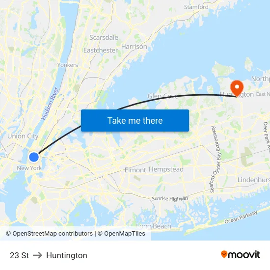 23 St to Huntington map