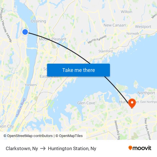 Clarkstown, Ny to Huntington Station, Ny map