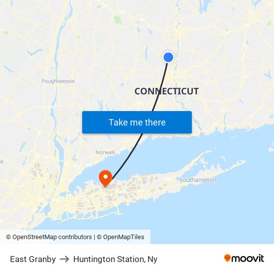 East Granby to Huntington Station, Ny map