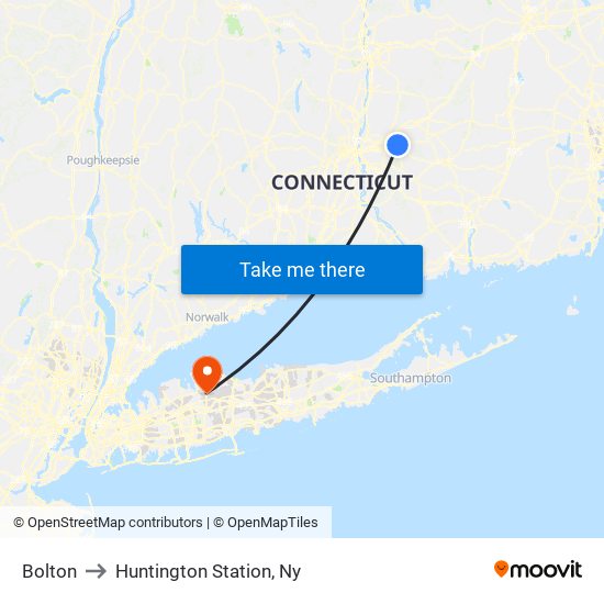 Bolton to Huntington Station, Ny map