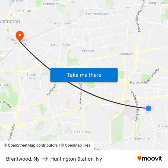 Brentwood, Ny to Huntington Station, Ny with public transportation
