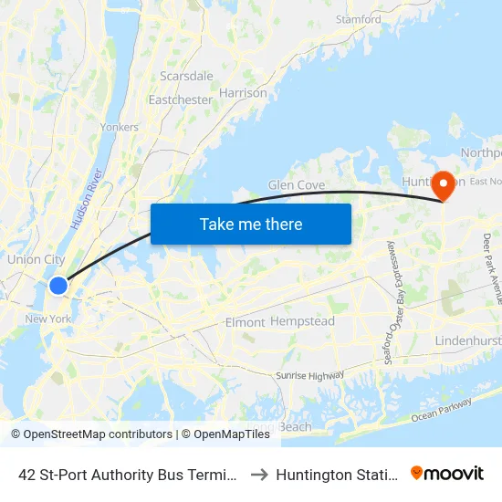 42 St-Port Authority Bus Terminal to Huntington Station map