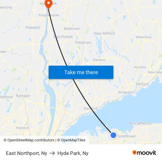 East Northport, Ny to Hyde Park, Ny map