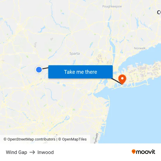 Wind Gap to Inwood map