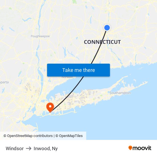 Windsor to Inwood, Ny map