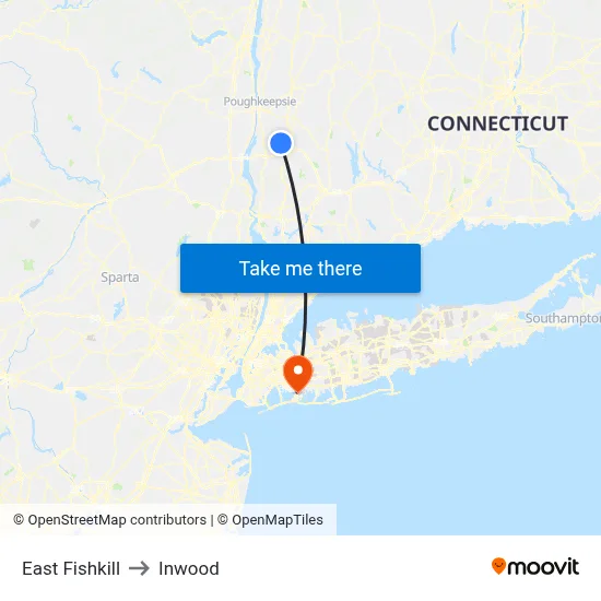 East Fishkill to Inwood map