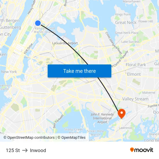 125 St to Inwood map