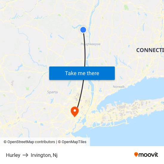 Hurley to Irvington, Nj map