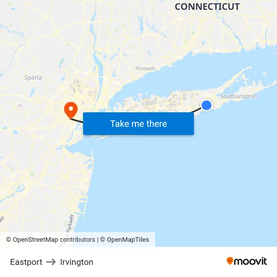 Eastport to Irvington map