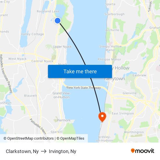 Clarkstown, Ny to Irvington, Ny map