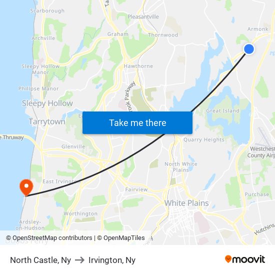 North Castle, Ny to Irvington, Ny map