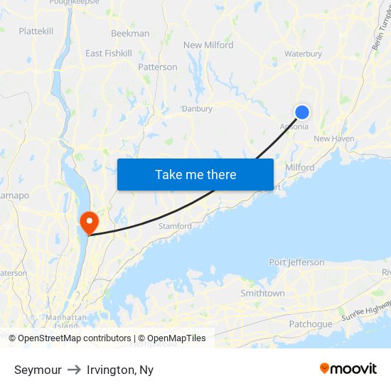 Seymour to Irvington, Ny map