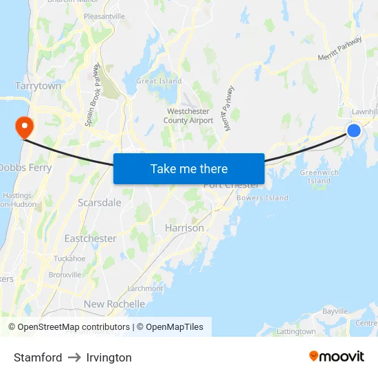 Stamford to Irvington map