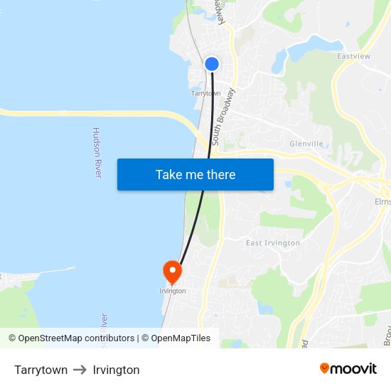 Tarrytown, Ny to Irvington, Ny map