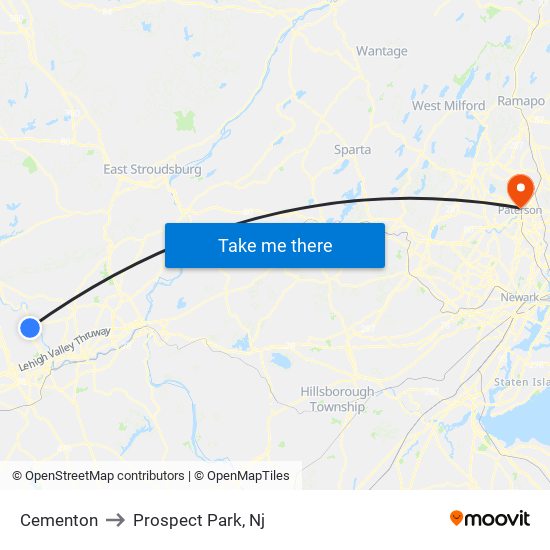 Cementon to Prospect Park, Nj map