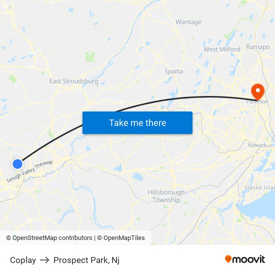 Coplay to Prospect Park, Nj map