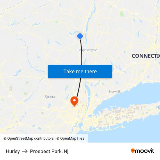 Hurley to Prospect Park, Nj map