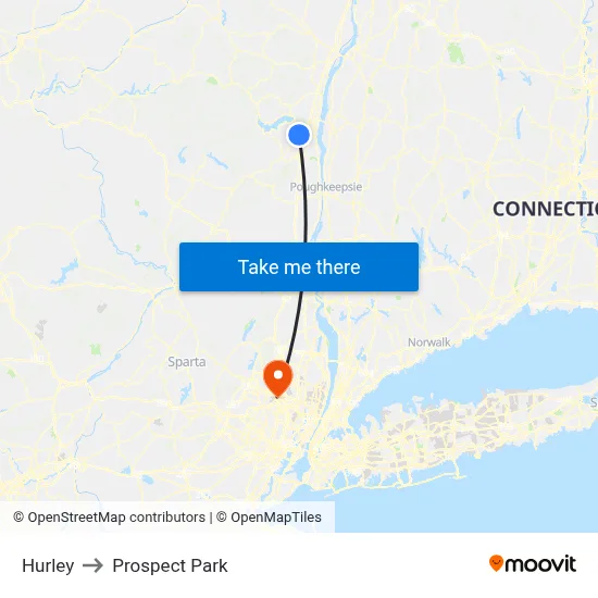 Hurley to Prospect Park map