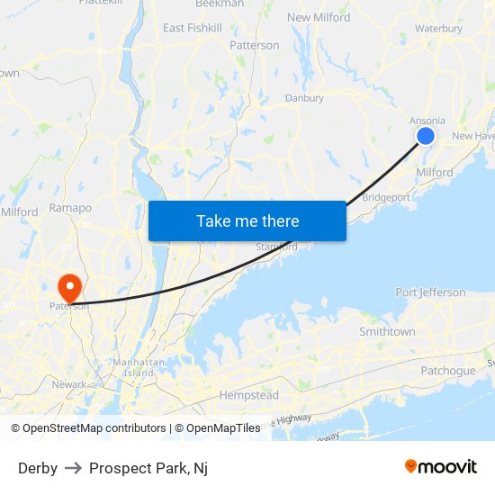 Derby to Prospect Park, Nj map