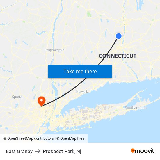 East Granby to Prospect Park, Nj map