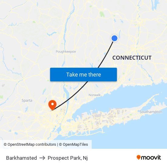 Barkhamsted to Prospect Park, Nj map