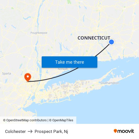 Colchester to Prospect Park, Nj map