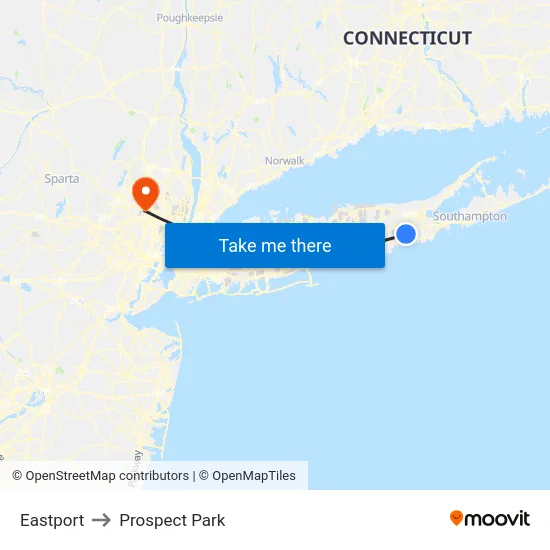 Eastport to Prospect Park map