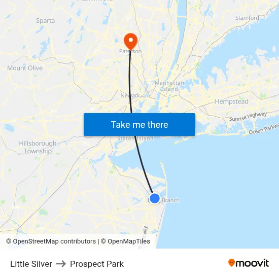Little Silver to Prospect Park map