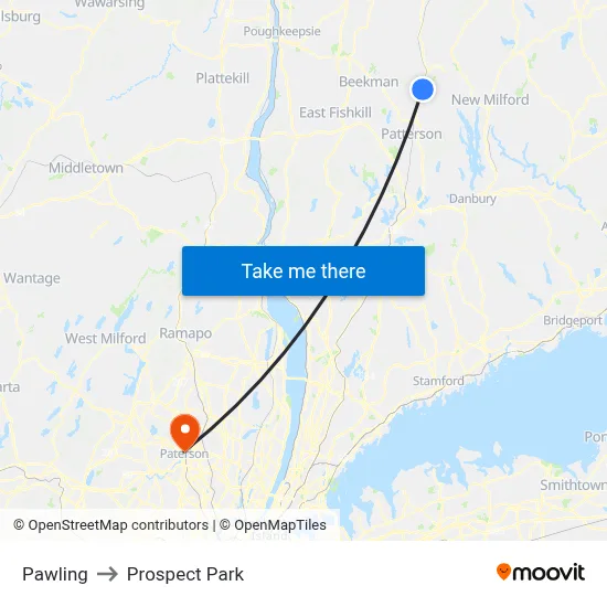 Pawling to Prospect Park map