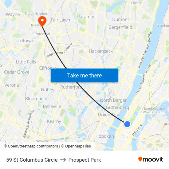 59 St-Columbus Circle to Prospect Park map