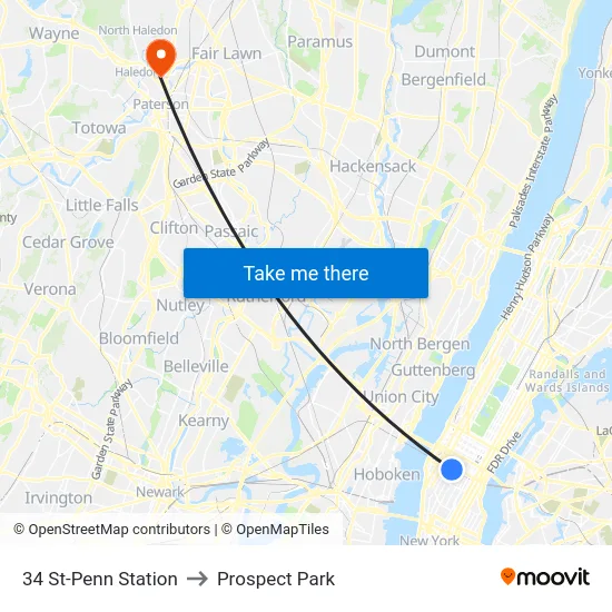 34 St-Penn Station to Prospect Park map