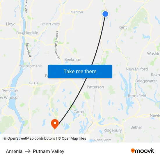 Amenia to Putnam Valley map