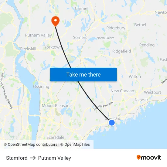 Stamford to Putnam Valley map