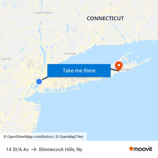 14 St/6 Av to Shinnecock Hills, Ny map